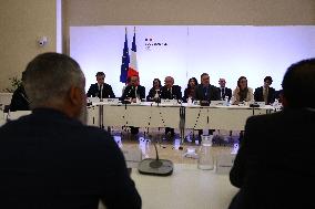 PM Francois Bayrou at a meeting with taxi federations - Paris