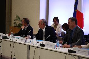 PM Francois Bayrou at a meeting with taxi federations - Paris