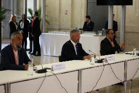 PM Francois Bayrou at a meeting with taxi federations - Paris