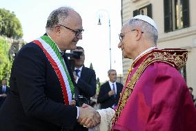 Pope Leo XIV Visits Capitoline Hill - Rome