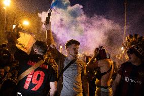 Barcelona F.C Fans Celebrate 28th Title