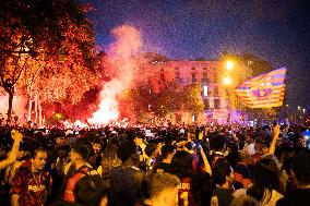 Barcelona F.C Fans Celebrate 28th Title