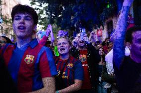 Barcelona F.C Fans Celebrate 28th Title