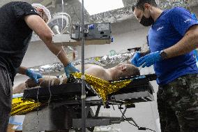 Ukrainian Medics Assist Wounded Soldier in Kharkiv