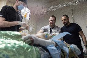 Ukrainian Medics Assist Wounded Soldier in Kharkiv