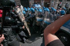 Violent Clashes at Security Bill Protest in Rome