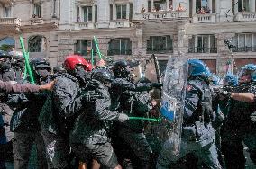 Violent Clashes at Security Bill Protest in Rome