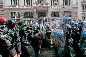 Violent Clashes at Security Bill Protest in Rome
