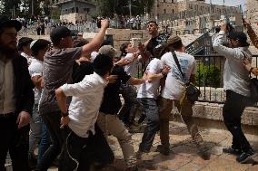 Far-Right Israeli Activists Clash with A Palestinian Man - Jerusalem