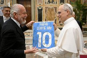 Pope Leo XIV Meets Naples’ Football Club New Champion Of Italy - Vatican