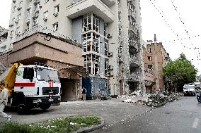 Impact of Russian overnight attack in Shevchenkivskyi district of Kyiv