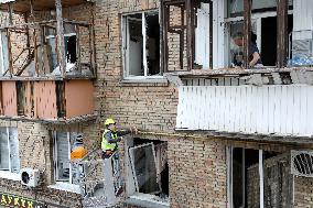 Impact of Russian overnight attack in Shevchenkivskyi district of Kyiv