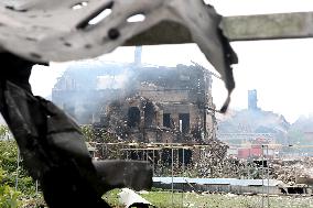 Aftermath of Russian night attack on Markhalivka village