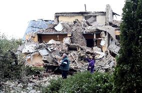 Aftermath of Russian night attack on Markhalivka village