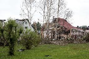 Aftermath of Russian night attack on Markhalivka village