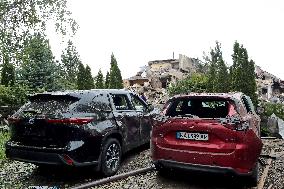 Aftermath of Russian night attack on Markhalivka village