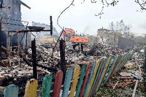 Aftermath of Russian night attack on Markhalivka village