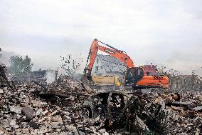 Aftermath of Russian night attack on Markhalivka village