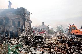 Aftermath of Russian night attack on Markhalivka village