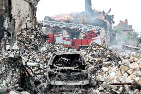 Aftermath of Russian night attack on Markhalivka village