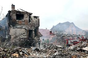 Aftermath of Russian night attack on Markhalivka village