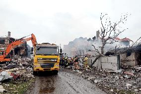 Aftermath of Russian night attack on Markhalivka village
