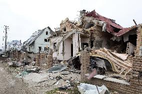 Aftermath of Russian night attack on Markhalivka village