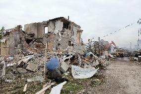 Aftermath of Russian night attack on Markhalivka village