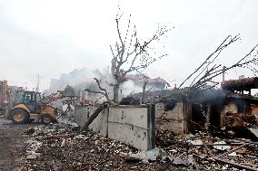 Aftermath of Russian night attack on Markhalivka village