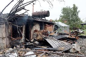 Aftermath of Russian night attack on Markhalivka village