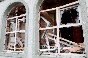 Aftermath of Russian night attack on Markhalivka village