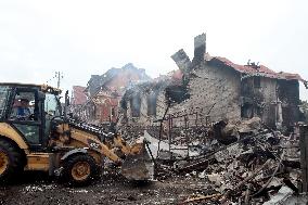 Aftermath of Russian night attack on Markhalivka village