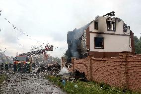 Aftermath of Russian night attack on Markhalivka village