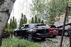 Aftermath of Russian night attack on Markhalivka village