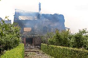 Aftermath of Russian night attack on Markhalivka village