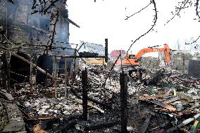 Aftermath of Russian night attack on Markhalivka village