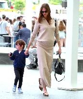 Pregnant Karlie Kloss And Her Son Out - NYC