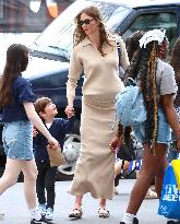 Pregnant Karlie Kloss And Her Son Out - NYC