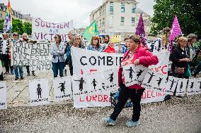 Demonstration Outside Le Scouarnec Trial - Vannes