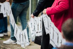 Demonstration Outside Le Scouarnec Trial - Vannes