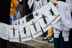 Demonstration Outside Le Scouarnec Trial - Vannes
