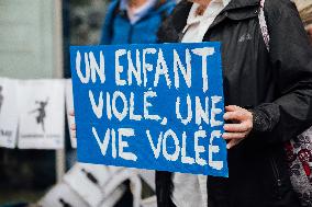 Demonstration Outside Le Scouarnec Trial - Vannes