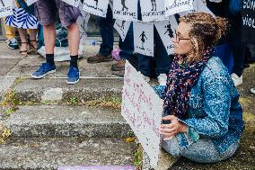 Demonstration Outside Le Scouarnec Trial - Vannes