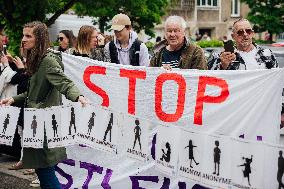 Demonstration Outside Le Scouarnec Trial - Vannes