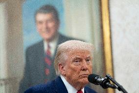 Trump Participates in a Swearing-In Ceremony for Jeanine Pirro