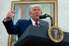 Trump Participates in a Swearing-In Ceremony for Jeanine Pirro