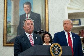 Trump Participates in a Swearing-In Ceremony for Jeanine Pirro