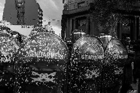 Retirees Protest Clashes With Police Outside National Congress - Buenos Aires