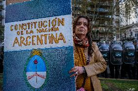 Retirees Protest Clashes With Police Outside National Congress - Buenos Aires
