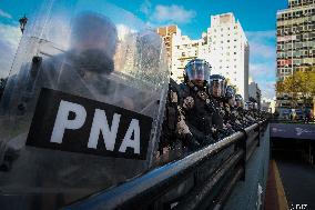 Retirees Protest Clashes With Police Outside National Congress - Buenos Aires